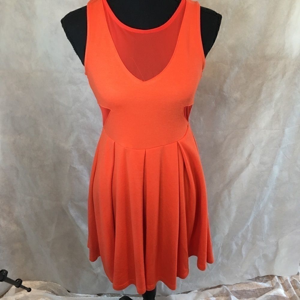 Soprano sz m orange dress cutout with lace